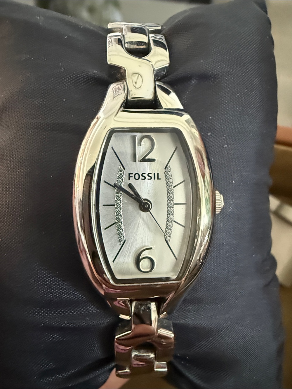 Fossil Silver-Tone Women's Tonneau Bracelet Watch